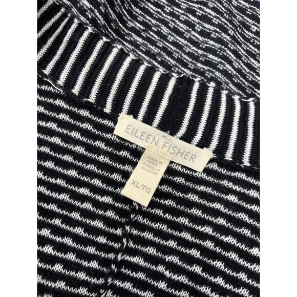 Eileen Fisher women's XL black white open front organic linen cardigan sweater - Picture 9 of 11
